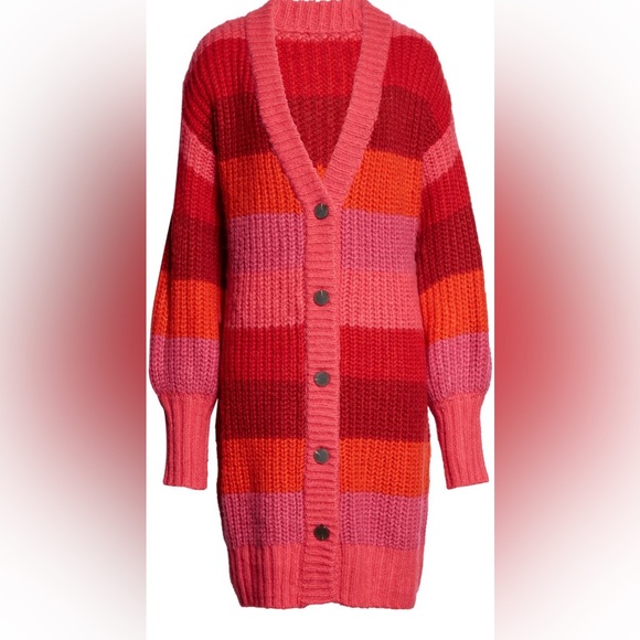 FARM Rio Sweaters - Farm Rio Striped Long Cardigan